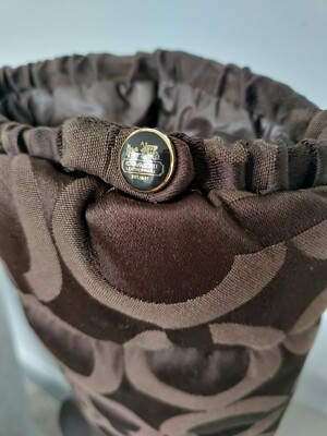COACH Loryn Signature Quilted High Heel Size 7.5 Brown Rain Boots