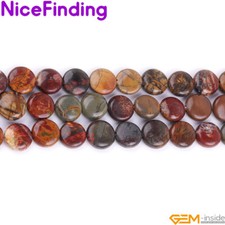 12mm Natural Gemstone Coin Assorted Stone Beads For Jewelry Making Strand 15"