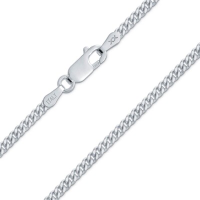 Echt 925 Sterling Silber Herren 2,5 mm Panzerkette Kubanische Kette Halskette - alle Größen