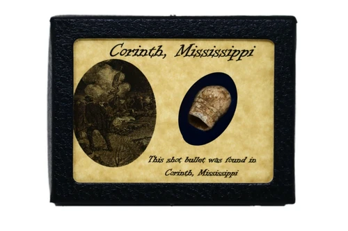 Civil War Bullet Relic from Corinth, Mississippi with Display Case and COA