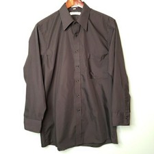 Geoffrey Beene Wrinkle Free Dress Shirt Mens Sz 16 Black Long Sleeve Button Down