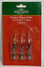 Vintage Kurt Adler C-7 Clear Flicker Flame Bulbs 3 PACK NOS New Item R0073/3