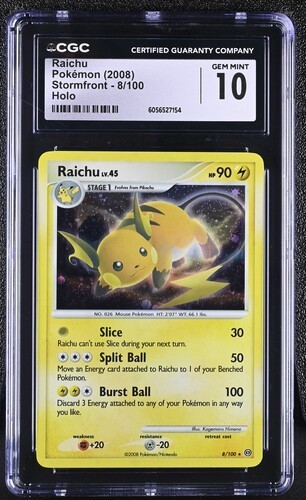 CGC 10 Raichu 8/100 Holo Stormfront Pokemon Card 2008