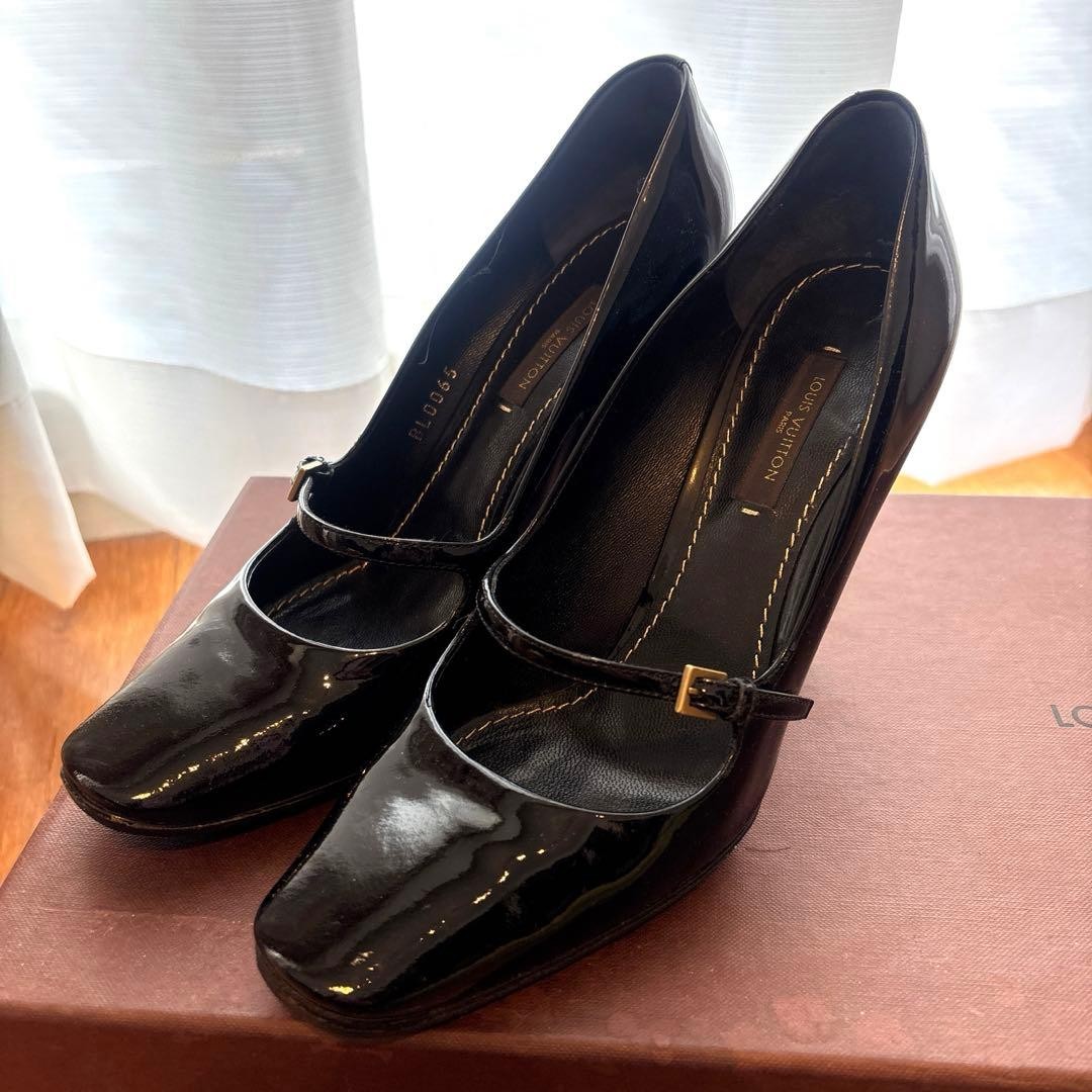 LOUIS VUITTON Heel Leather Pumps Black EU 36.5 135320K Authentic thumbnail 5