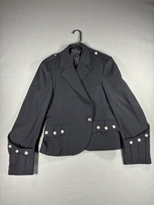 Vintage Scottish Highland Kilt Jacket Black Silver Buttons Formal Dress Scotland