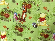 Winnie the Pooh Fabric Green Honeycomb 100 Cotton Material OOP