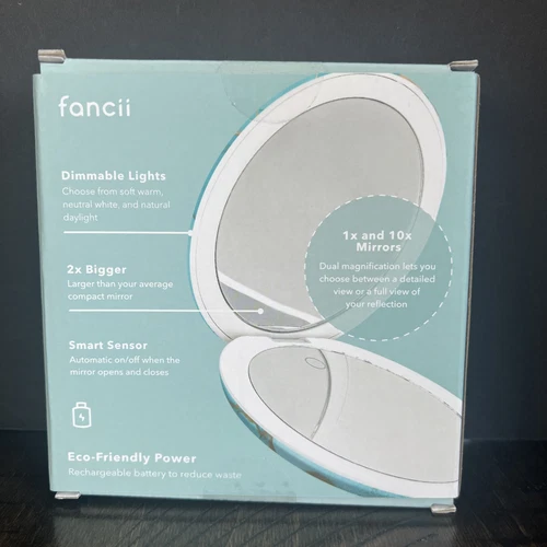 Fancii Lumi Luxe Compact LED Mirror With 10x/1x Magnification (Aqua Agate) - Picture 2 of 5
