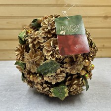 Holiday Time PINECONE Ball CHRISTMAS TREE ORNAMENT Large 8in NEW 