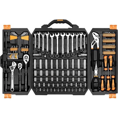 192 Piece Mechanics Tool Set Socket Wrench Set, Plastic Storage Case with Aut...