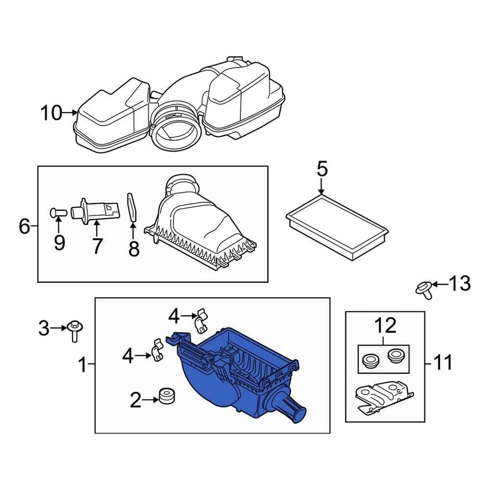 For Lincoln MKS 2010-2016 Lincoln AA5Z9A600B Lower Air Filter Housing Foto 4 de 4