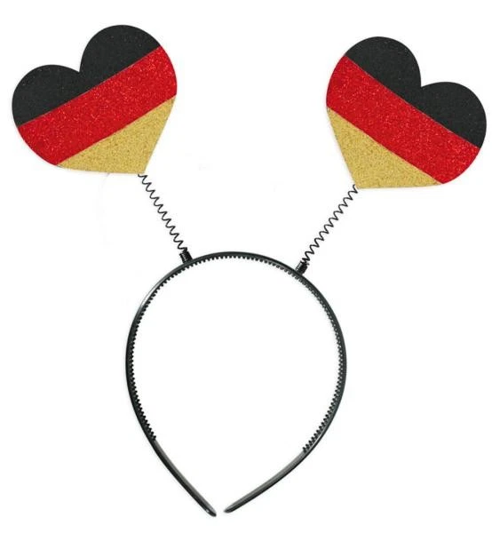 Haarreif Wackelnde Herzen Glitzer Schwarz/Rot/Gold Fan Artikel Deutschland - Bild 1 von 1