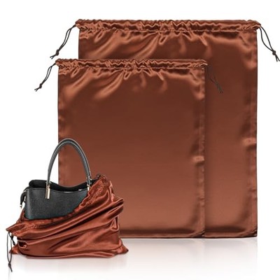 2 Pcs Purse Dust Bags, 2 Sizes Dust Bags for Handbags, Coffee-Colored Purse 