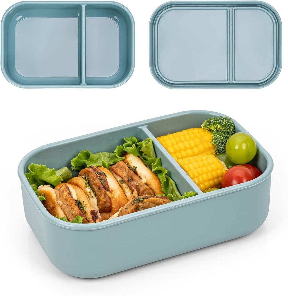 Silicone Bento Box Adult partments,Reble Divided Lunch Box Meal