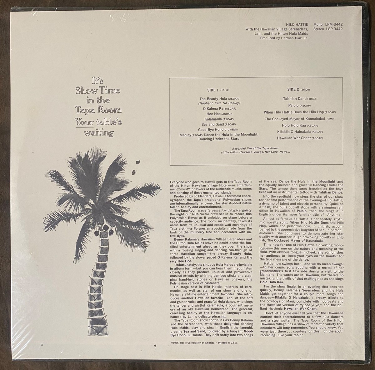 SEALED! HILO HATTIE Live at Hilton Hawaiian Village - 1965 RCA LP