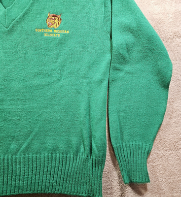 #ad Vintage Northern Michigan Wildcats 50s 60s V Neck Sweater New Era Knitting Mills $29.99