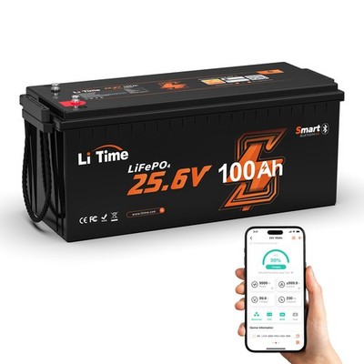 LiTime 24V 100Ah Bluetooth Low Temp Lithium Battery For Trolling Motor Boat-Used