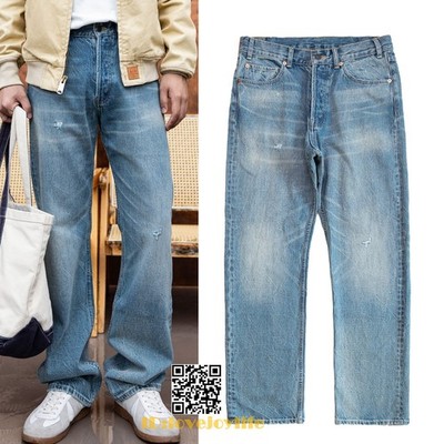 Red Tornado Vintage 14.5oz Men Jeans Denim Pants Straight Loose Fit Washed Blue