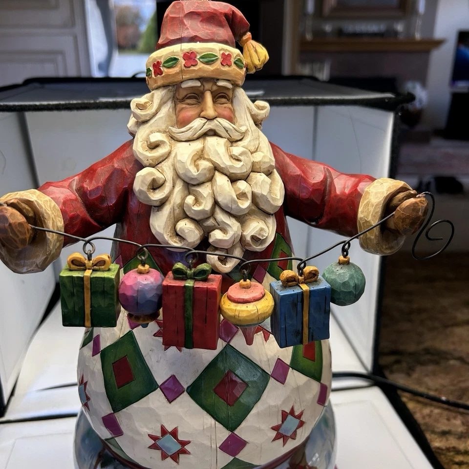 JIM SHORE Heartwood Creek 26" SANTA CLAUS TABLE LAMP ORIGINAL SHADE & FINIAL - Image 4 of 4
