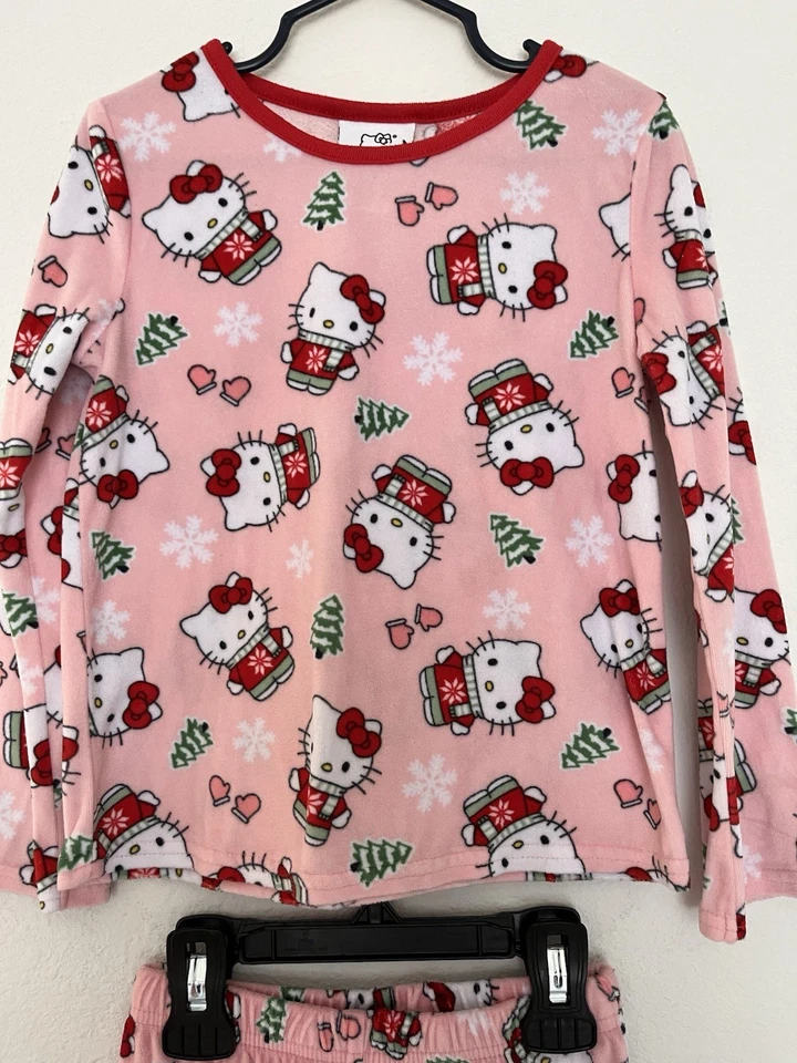 Sanrio Hello Kitty Niñas Rosa Navidad Set Pijama Talla XS (4-5) Foto 2 de 4