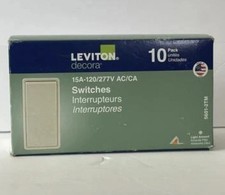 Leviton Decora 15 Amp Single Pole AC Quiet Switch 10-Pk Light Almond 05601-2TM