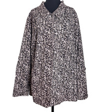 CJ Banks 5X Jacket Brown Floral Scroll Print Corduroy Button Front Shacket