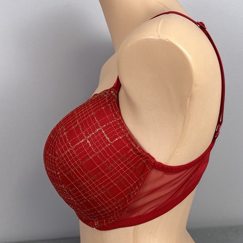 New Victoria’s Secret Push Up Bra Size 38DD Red Gold Underwire Lined Molded NWT - Picture 5 of 12
