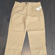 Nautica Men's Beige Cotton Casual Pants 32 Straight Leg Button Accents