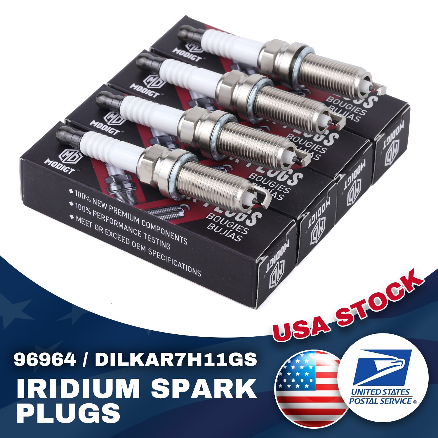 Replacement FOR NGK 4PCS 96964 Iridium High Performence Spark Plugs DILKAR7H11GS
