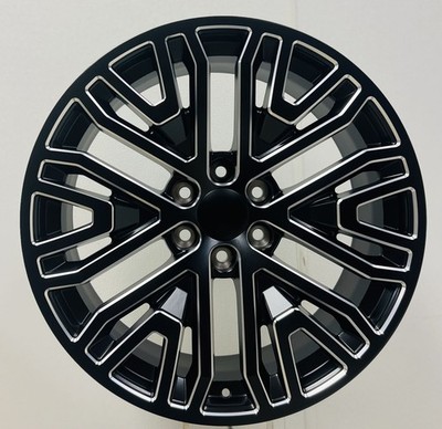22'' Satin Black With Milled Edge Wheels For GMC Sierra Yukon Denali 2000-2026