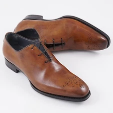 Di Bianco 'Premium' Brown Museum Calf Wholecut Dress Shoes US 9 *Imperfect*