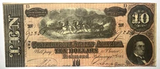 1864 $10 CSA CONFEDERATE STATES OF AMERICA CURRENCY NOTE RICHMOND 92361