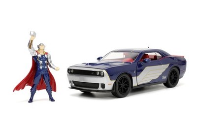 JADA 2015 DODGE CHALLENGER SRT HELLCAT + THOR FIGURE 1:24 DIE CAST METAL NEW BOX