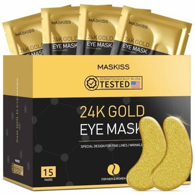 Maskiss 24K Gold Under Eye Patches (15 Pairs), Eye Mask, Collagen Skin Care Prod