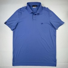 Ralph Lauren RLX Polo Shirt Mens Large Blue Solid Golf Stretch Performance Knit
