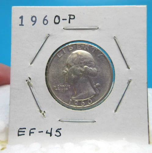 1960-P Washington 25 Cent Coin Quarter / 90% Silver / Extra Fine