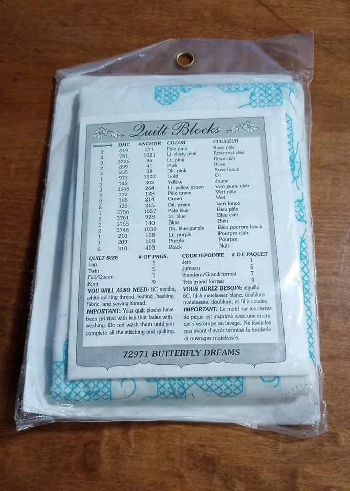 D72-72971 Butterfly Dreams  Dimensions Stamped Cross Stitch- Quilt Blocks NEW C - Image 2 of 2