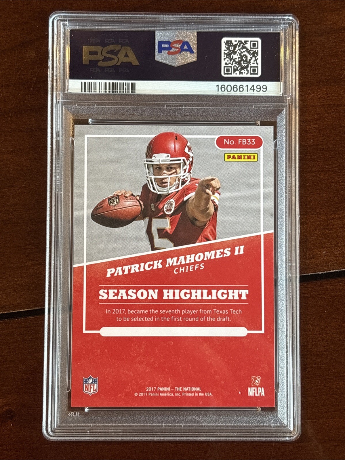 2017 Panini The National Patrick Mahomes Rainbow Spokes #/49 Rookie PSA 9 Chiefs view 2