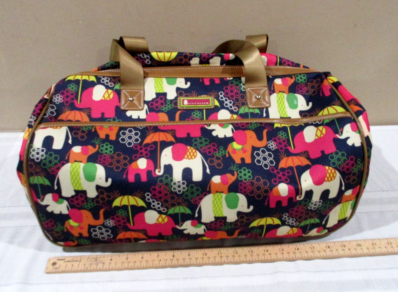 Lily Bloom Elephant Rain Duffle Wheeled Carry On 20" Bag Tra