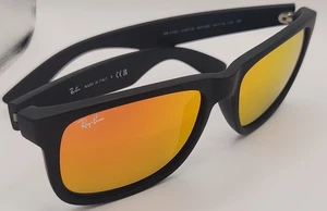 Ray-Ban Justin Cadre en caoutchouc mat noir Verres miroir orange 54/16 mm