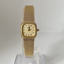 Vintage Citizen Gold Tone Square Quartz Watch Gold Dial Mesh Bracelet Ladies