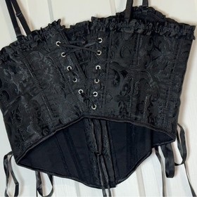 Women's size medium Elegant Black Lace-Up Corset Top
