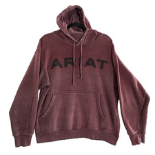 ARIAT Women Pouch Pocket Pullover Sweatshirt Hoodie Sz M Purple Western 93-24