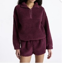 No Boundaries Plush Half-Zip Pullover Dark Cherry/Dark Purple Women's XLarge