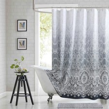 Chantilly Lace Shower Curtain 72x72 Inch Heavyweight Polyester Dark Gray Wht