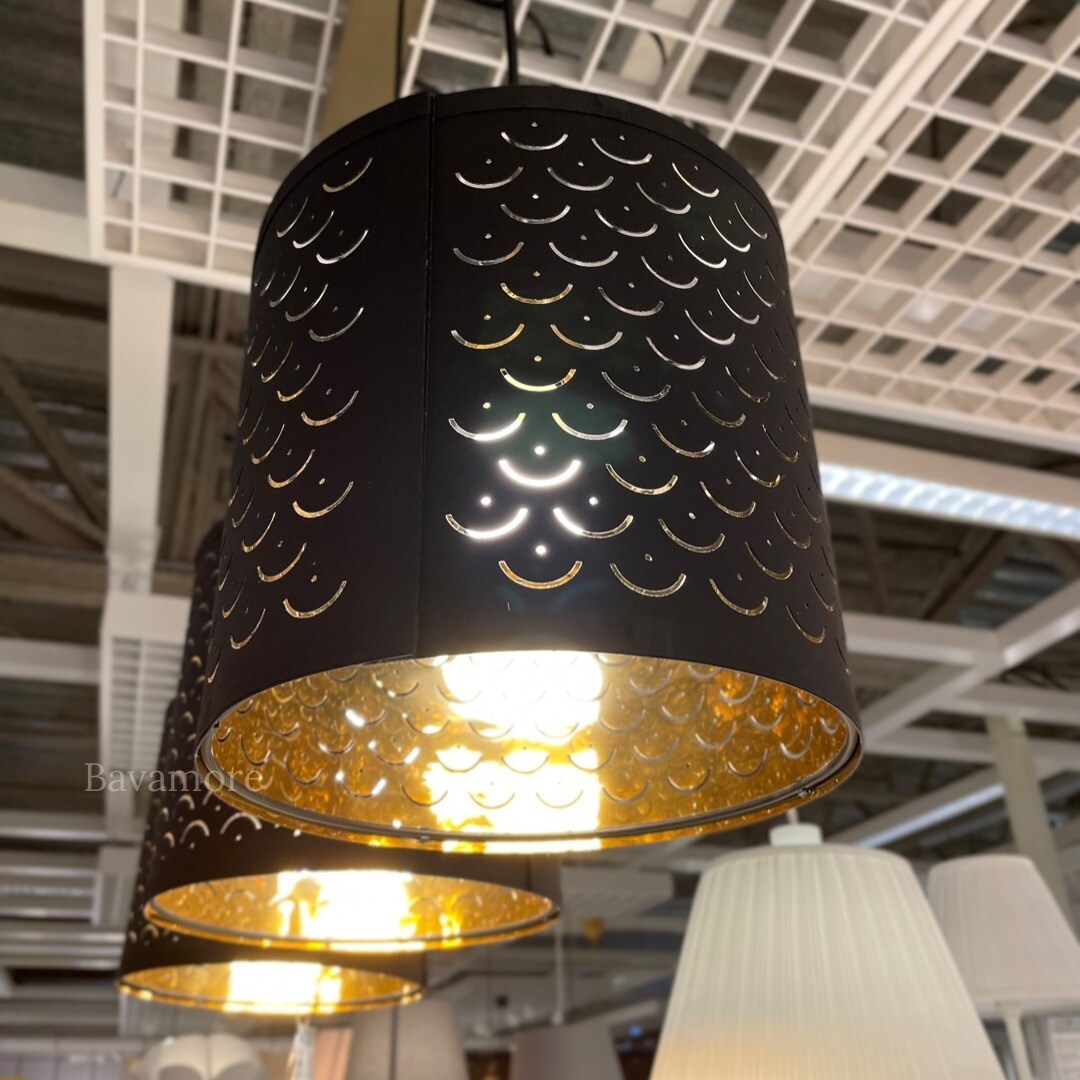 IKEA NYMÖ Pendant Lamp shade, Black / Brass color 9