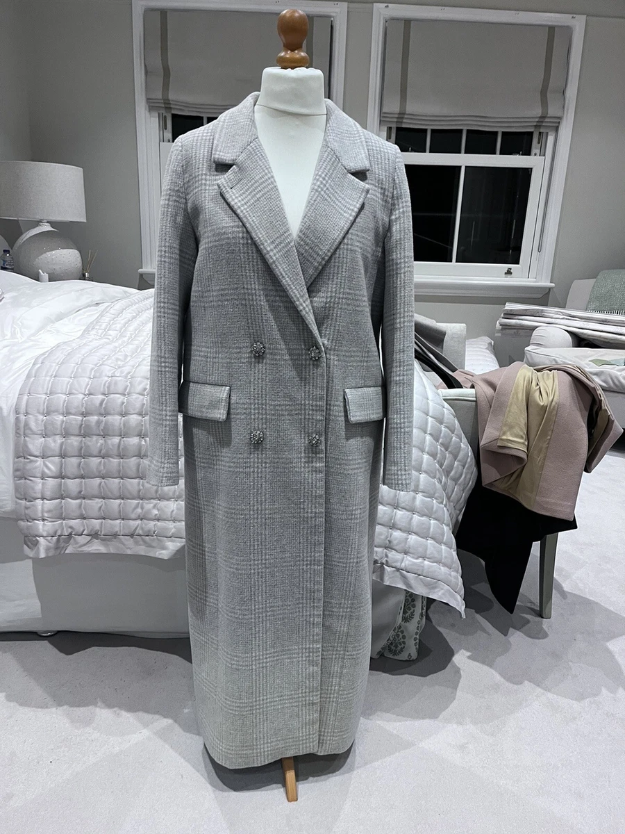 Ganni check wool coat sale