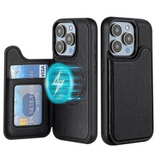PU Leather TPU Magnetic Magsafe ID Card Case For iPhone 16 15 Pro Max Plus Cover