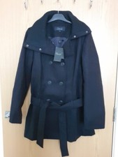 Peacocks Womens Long Coat, Black, Size 14