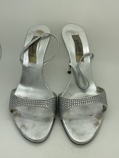 Vero Cuoio Leather Silver Crystal Shoes Size 41 Italy Retail 420 -1091
