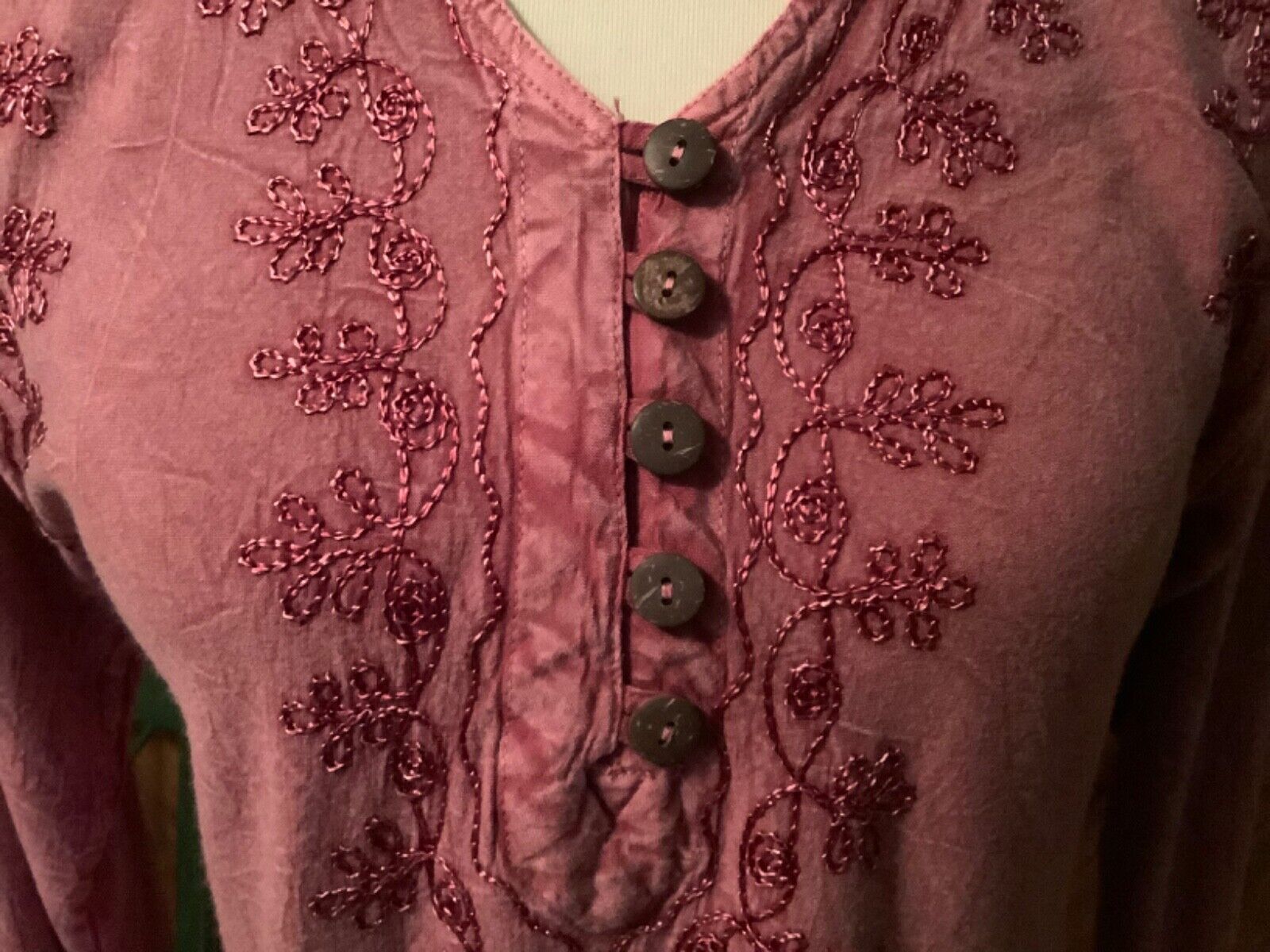 Lovely Dusty Rose Embroidered Long-Sleeve Rayon W… - image 17